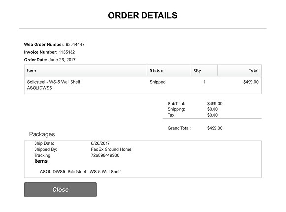 Solidsteel WS-5 Wall Mount Order