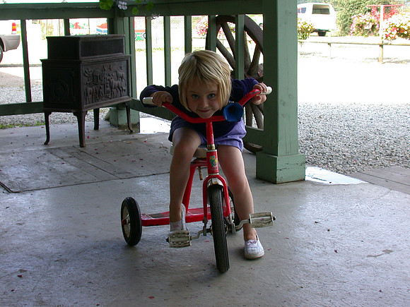 Amelia on a tricycle